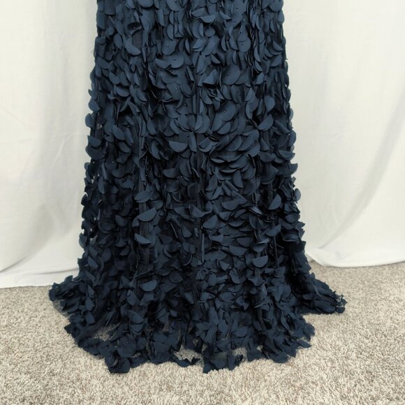 Theia Blue 3D Floral Gown Dress 6 Sleeveless - Picture 4 of 11